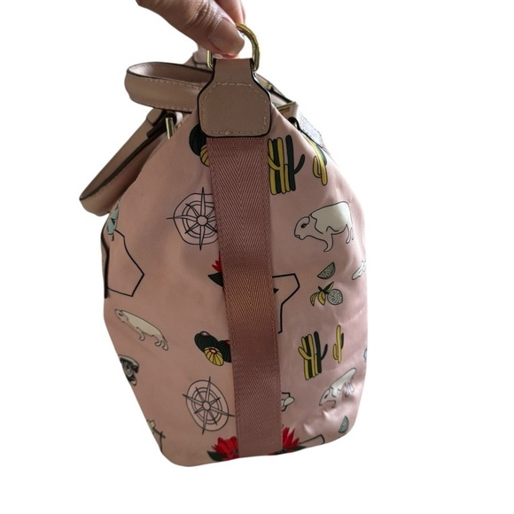 Tory Burch Pink Cherry, Shell, Floral, Parrot Cactus Printed Women's Bag 10x15x6 - Picture 8 of 14